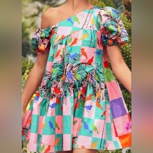 Colorful Puff Sleeve Dress